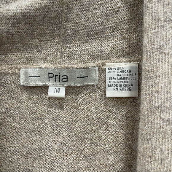 Pria Crop Waterfall Cardigan Sweater Silk Angora Lambswool Medium Lagenlook - Picture 3 of 6
